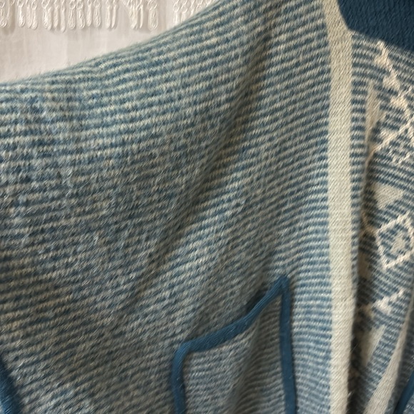 VTG ALAFOSS OF ICELAND OS SHEEP WOOL WINTER PONCHO CAPE COAT Green/Ivory Hood - Picture 6 of 9